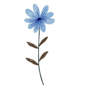 blue flower, flower, watercolor